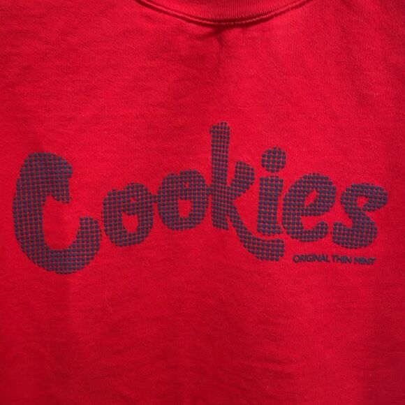 Cookies OG Mint Red Crewneck Sweatshirt With Blue Raised Dot Logo - M - Picture 2 of 9